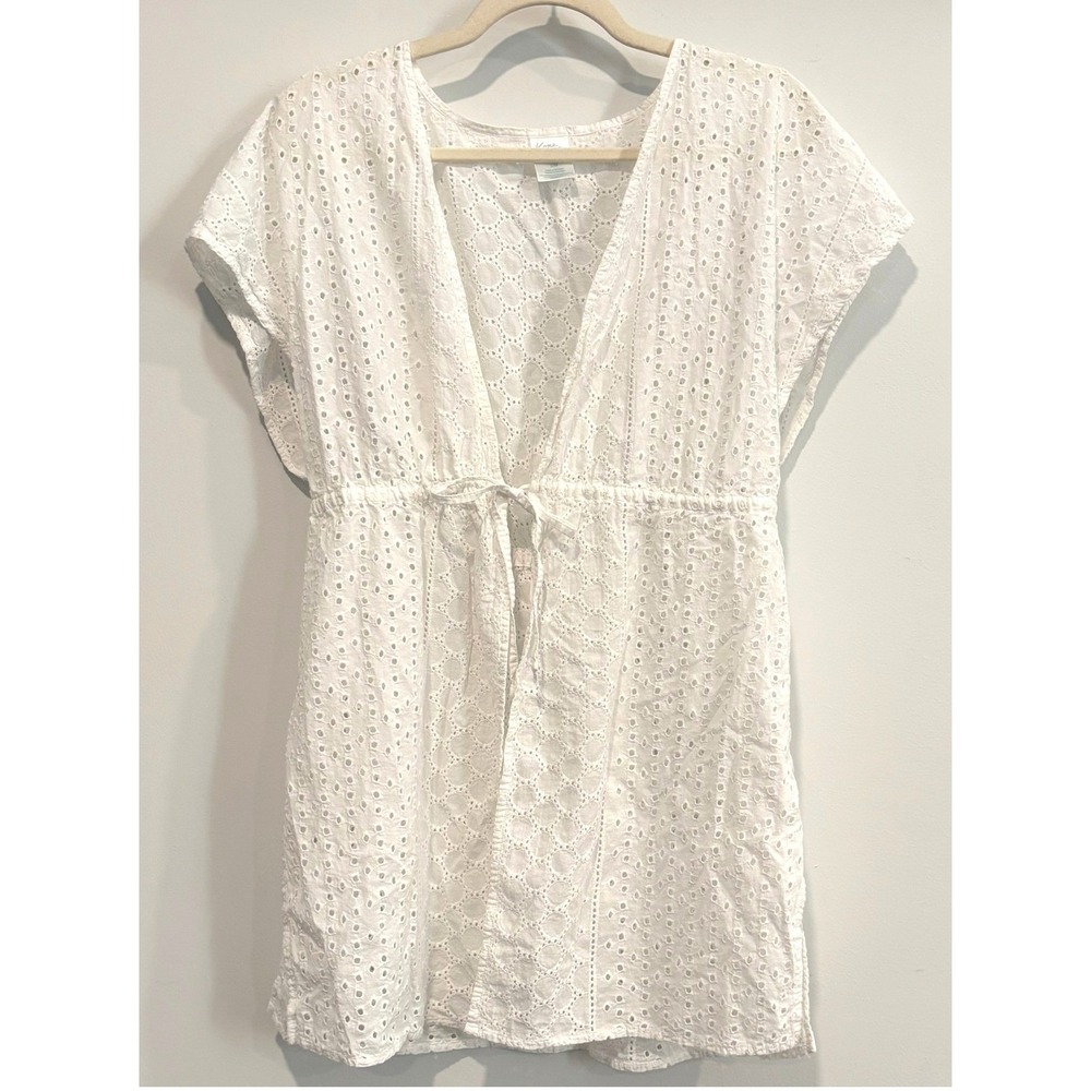 Coquette Womens Swim Cover Up S/M Eyelet Cotton Tie Waist Cottagecore Boho 21371